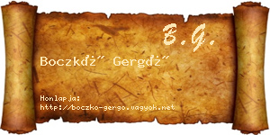 Boczkó Gergő névjegykártya